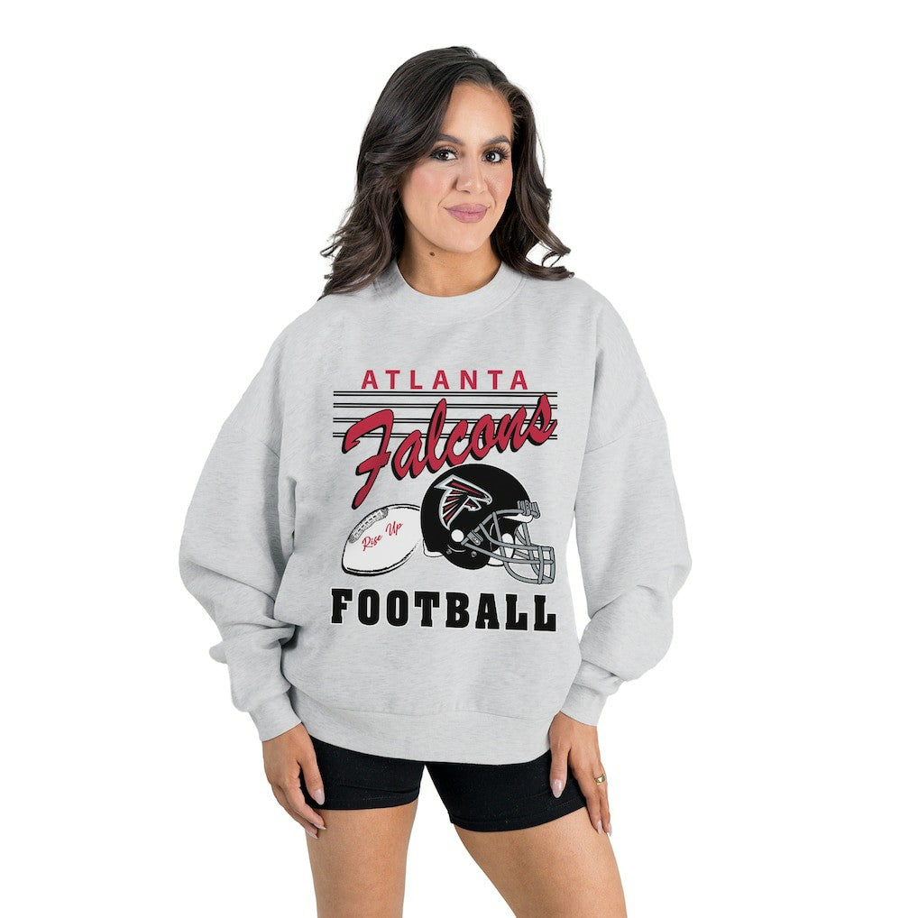 Atlanta Falcons Gameday Couture Women's Home Turf Oversized Premium Fleece Pullover Sweatshirt Ash - NFL