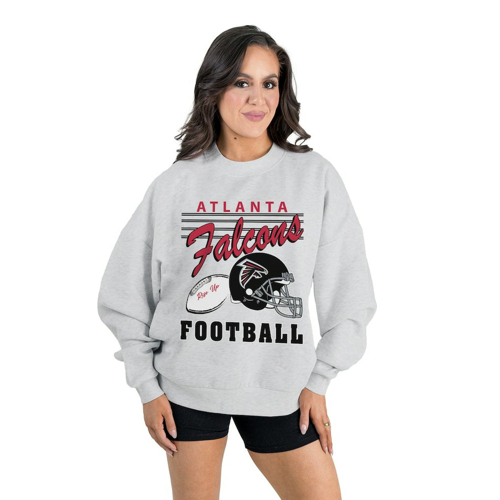 Atlanta Falcons Gameday Couture Women's Home Turf Oversized Premium Fleece Pullover Sweatshirt Ash - NFL