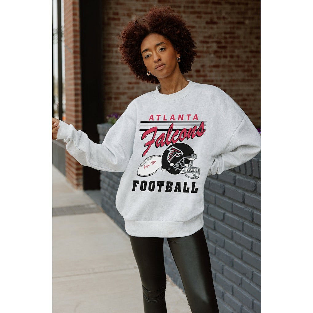 Atlanta Falcons Gameday Couture Women's Home Turf Oversized Premium Fleece Pullover Sweatshirt Ash - NFL