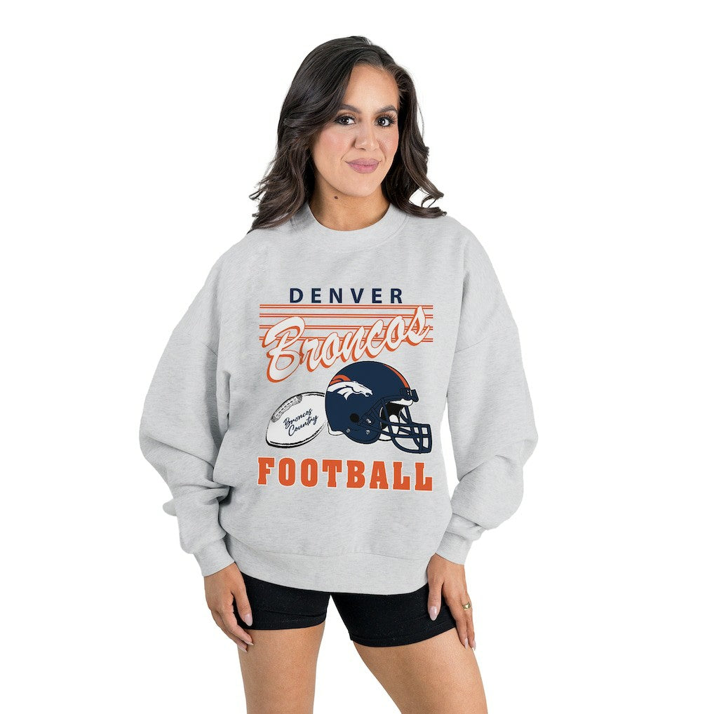 Denver Broncos Gameday Couture Women's Home Turf Oversized Premium Fleece Pullover Sweatshirt Ash - NFL