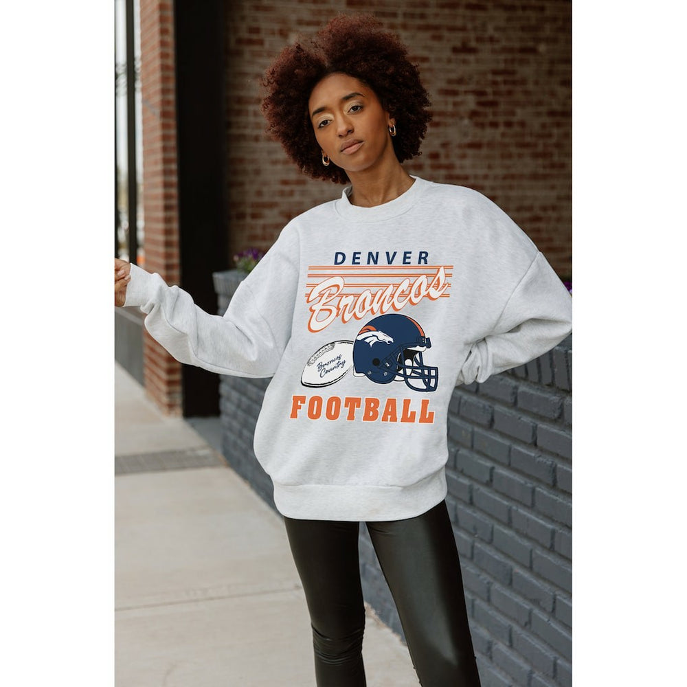 Denver Broncos Gameday Couture Women's Home Turf Oversized Premium Fleece Pullover Sweatshirt Ash - NFL