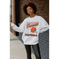 Cleveland Browns Gameday Couture Women's Home Turf Oversized Premium Fleece Pullover Sweatshirt Ash - NFL