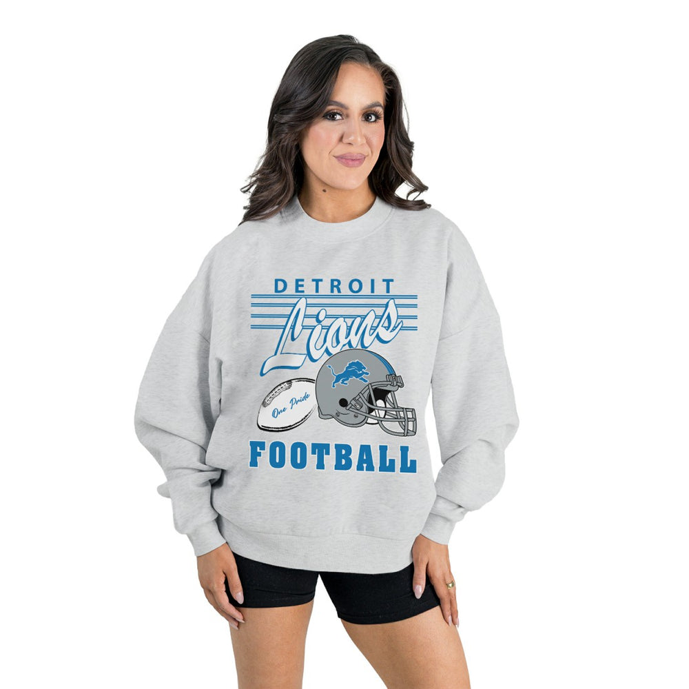 Detroit Lions Gameday Couture Women's Home Turf Oversized Premium Fleece Pullover Sweatshirt Ash - NFL