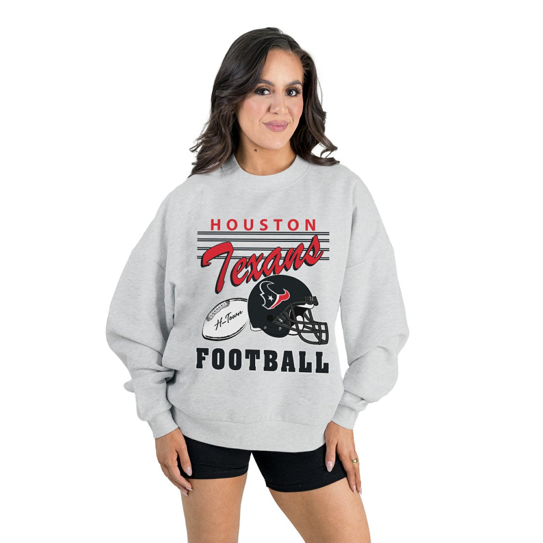 Houston Texans Gameday Couture Women's Home Turf Oversized Premium Fleece Pullover Sweatshirt Ash - NFL