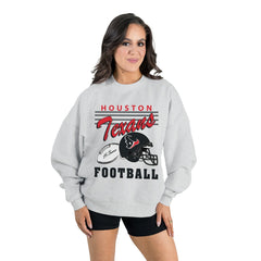 Houston Texans Gameday Couture Women's Home Turf Oversized Premium Fleece Pullover Sweatshirt Ash - NFL