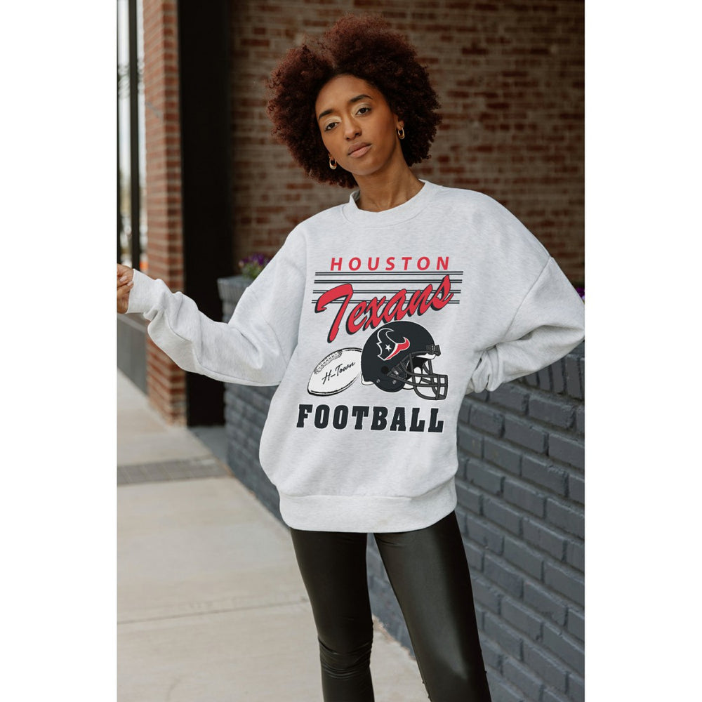 Houston Texans Gameday Couture Women's Home Turf Oversized Premium Fleece Pullover Sweatshirt Ash - NFL