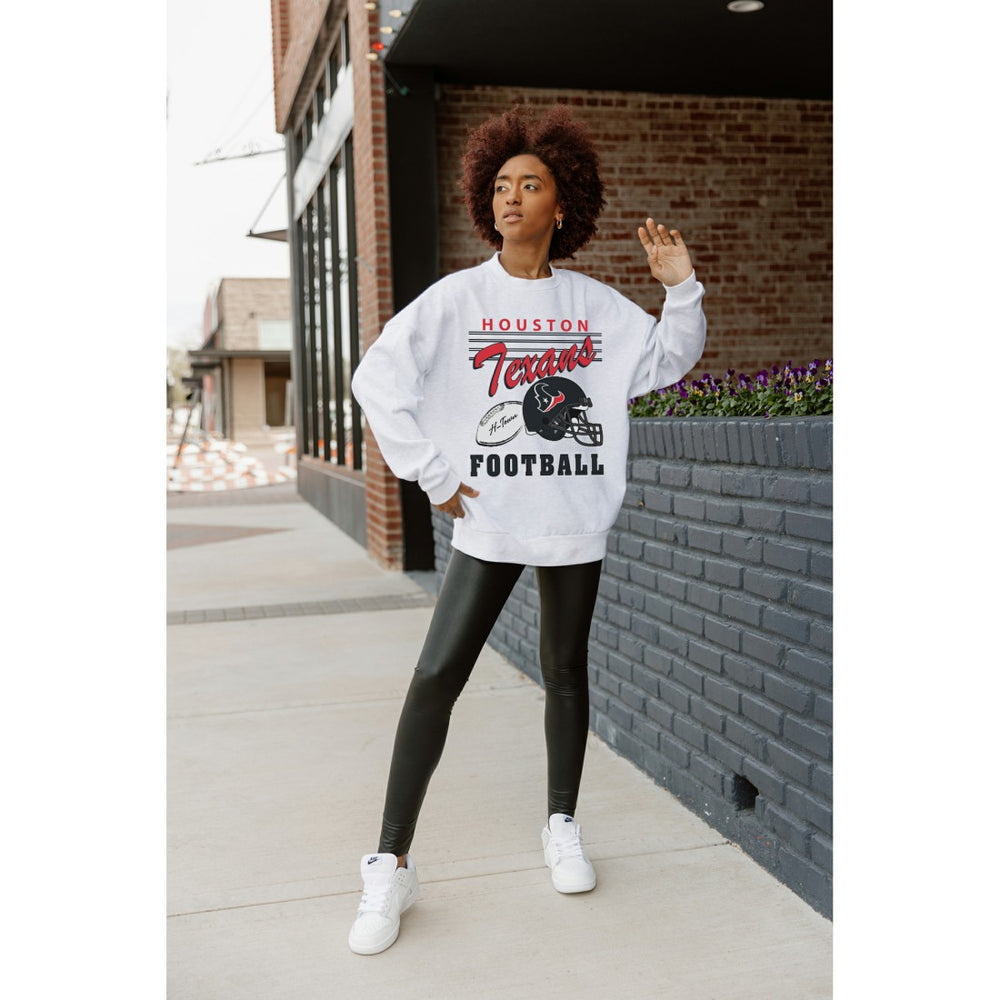 Houston Texans Gameday Couture Women's Home Turf Oversized Premium Fleece Pullover Sweatshirt Ash - NFL