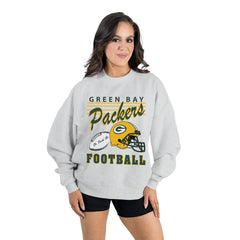 Green Bay Packers Gameday Couture Women's Home Turf Oversized Premium Fleece Pullover Sweatshirt Ash - NFL