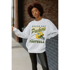 Green Bay Packers Gameday Couture Women's Home Turf Oversized Premium Fleece Pullover Sweatshirt Ash - NFL