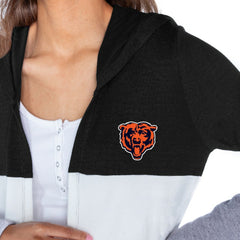 Chicago Bears Gameday Couture Women's Tri-Blend Color Block Lightweight Cardigan Hoodie Black - NFL