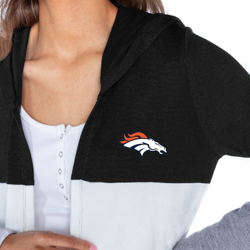 Denver Broncos Gameday Couture Women's Tri-Blend Color Block Lightweight Cardigan Hoodie Black - NFL