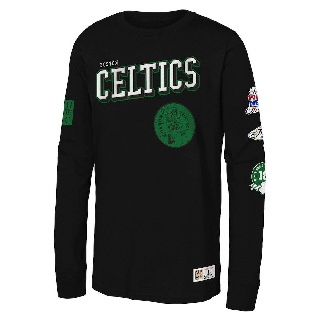 Mitchell & Ness - Boston Celtics Youth Hardwood Classics Training Camp Long Sleeve T-Shirt - Black