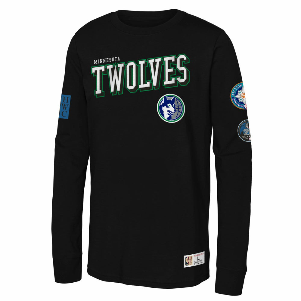 Mitchell & Ness - Minnesota Timberwolves Youth Hardwood Classics Training Camp Long Sleeve T-Shirt - Black