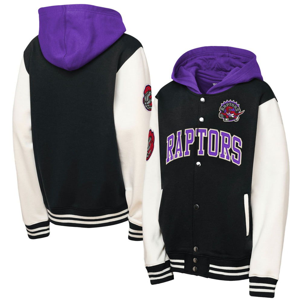Mitchell & Ness - Toronto Raptors Youth Hardwood Classics Courtside Fleece Full-Snap Hooded Jacket - Black