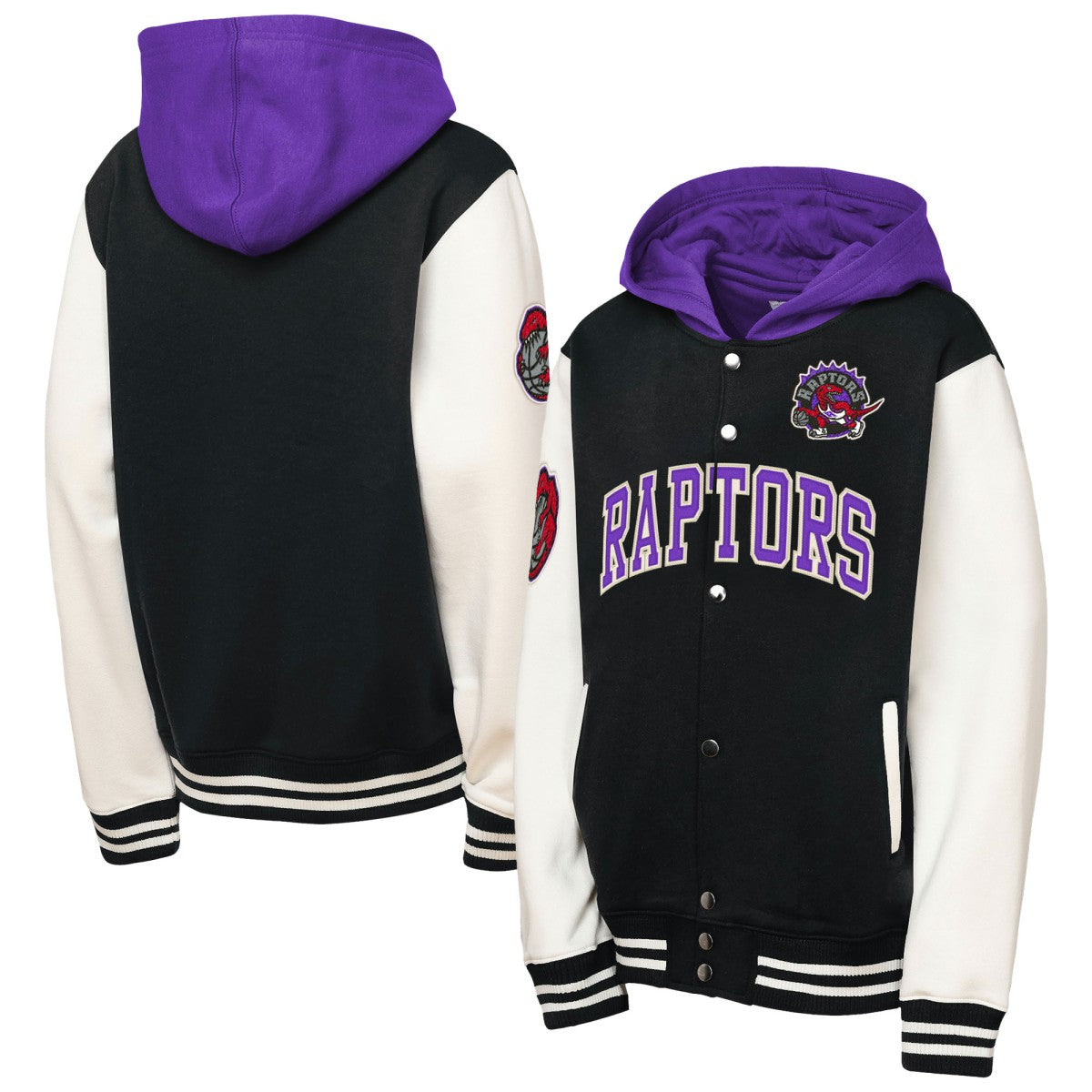 Mitchell & Ness - Toronto Raptors Youth Hardwood Classics Courtside Fleece Full-Snap Hooded Jacket - Black