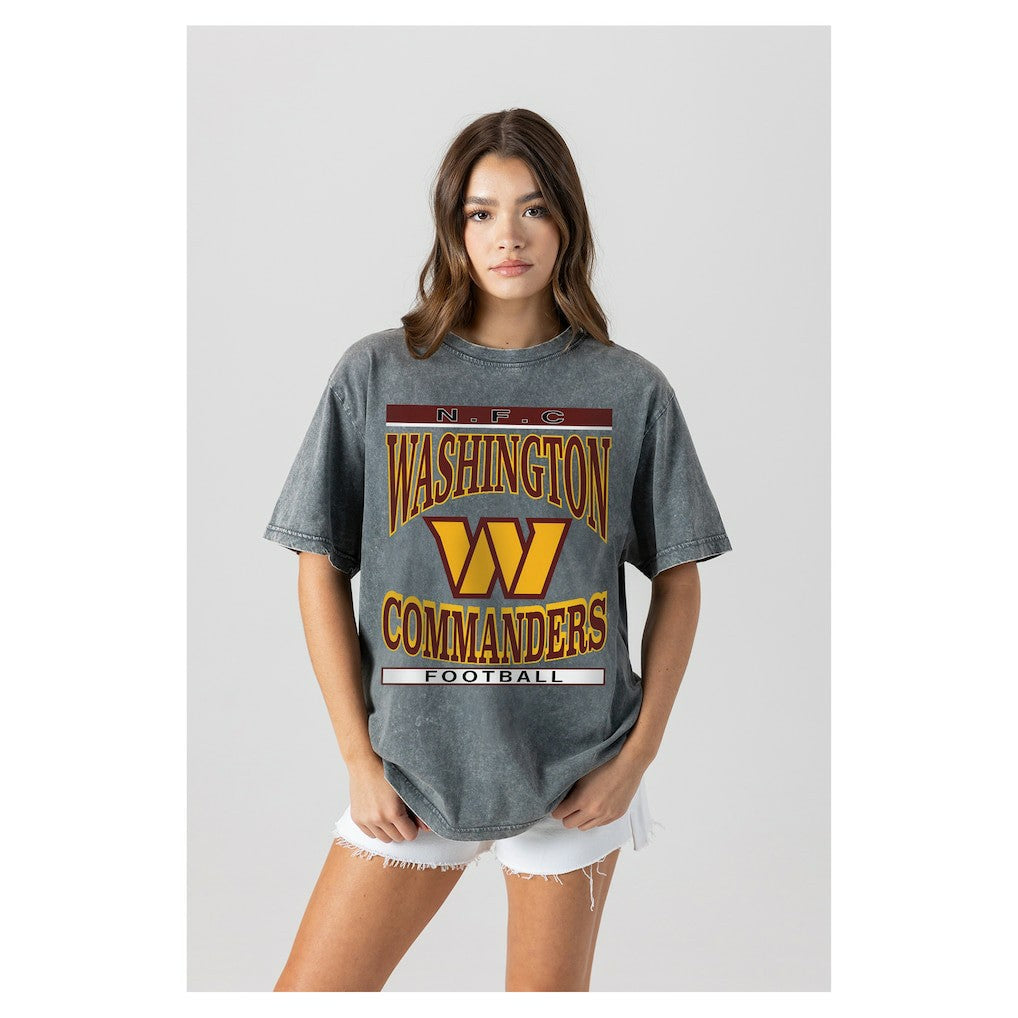 Washington Commanders Gameday Couture Women's Oversized Classic Grind Washed T-Shirt Gray - NFL