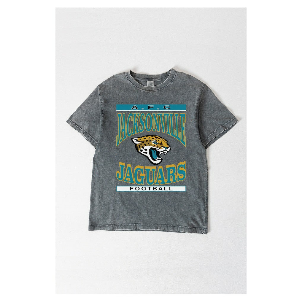 Jacksonville Jaguars Gameday Couture Women's Oversized Classic Grind Washed T-Shirt Gray - NFL