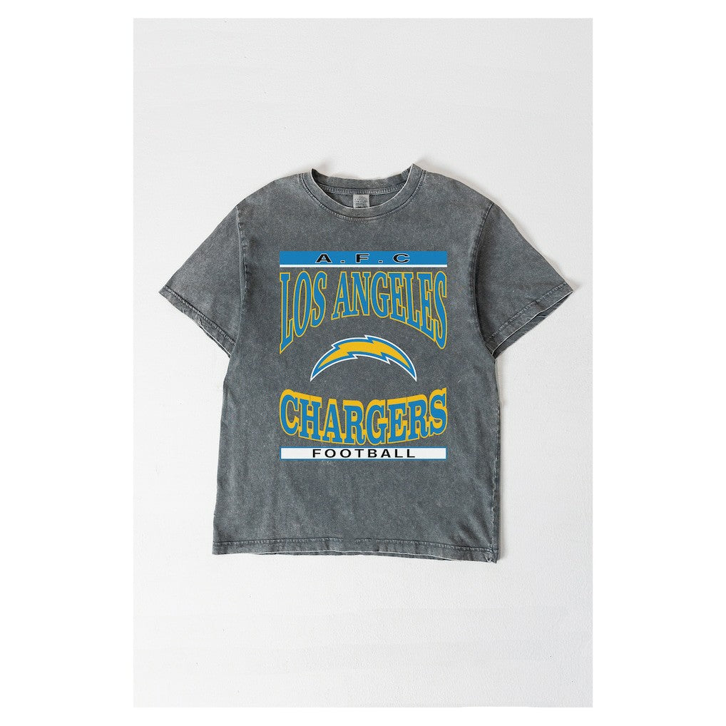Los Angeles Chargers Gameday Couture Women's Oversized Classic Grind Washed T-Shirt Gray - NFL
