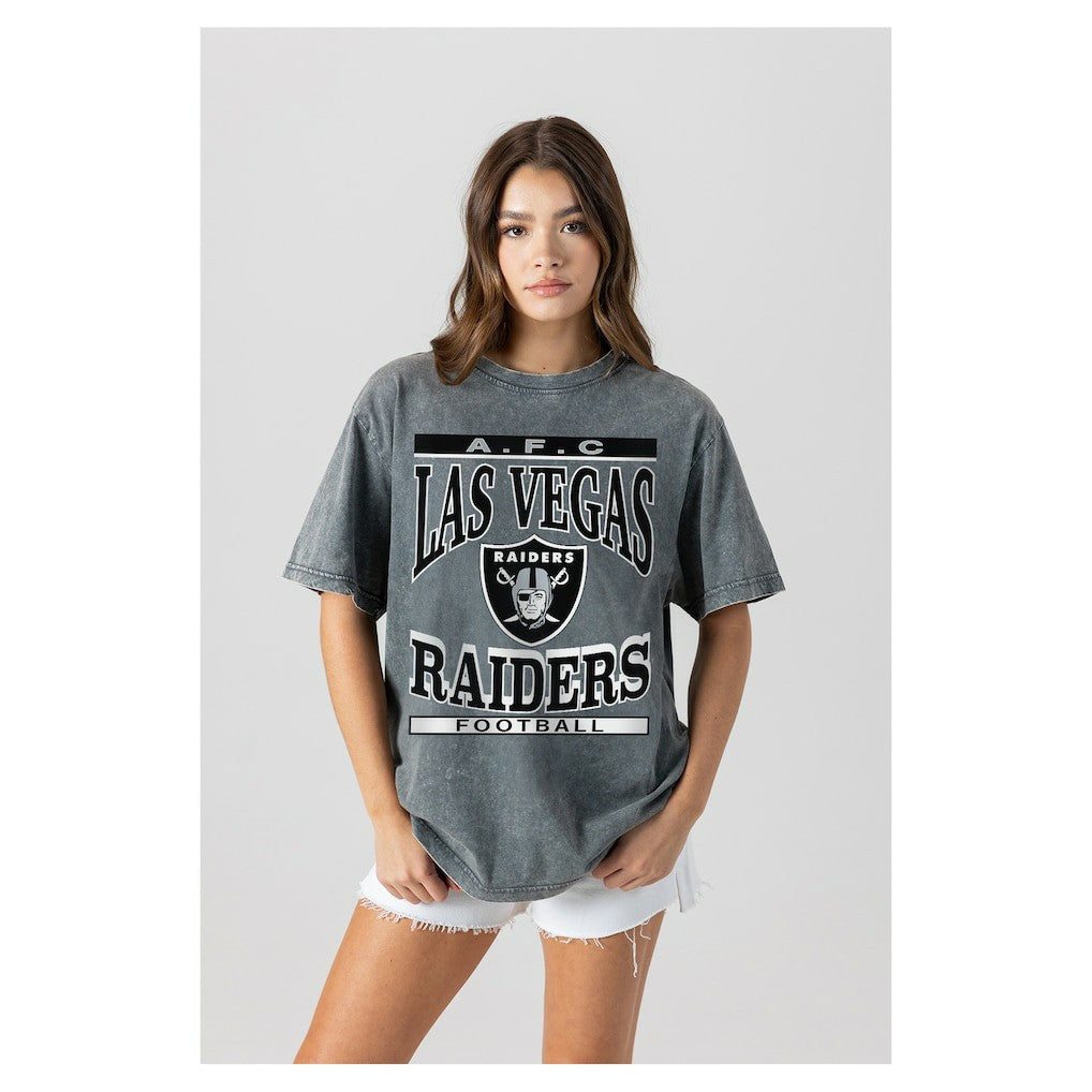 Las Vegas Raiders Gameday Couture Women's Oversized Classic Grind Washed T-Shirt Gray - NFL