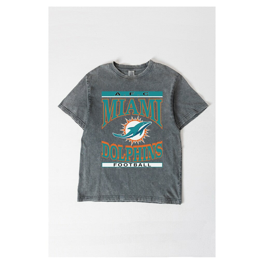 Miami Dolphins Gameday Couture Women's Oversized Classic Grind Washed T-Shirt Gray - NFL
