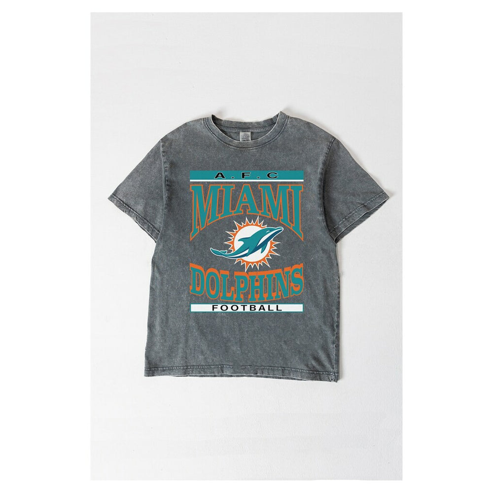 Miami Dolphins Gameday Couture Women's Oversized Classic Grind Washed T-Shirt Gray - NFL