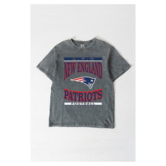 New England Patriots Gameday Couture Women's Oversized Classic Grind Washed T-Shirt Gray - NFL