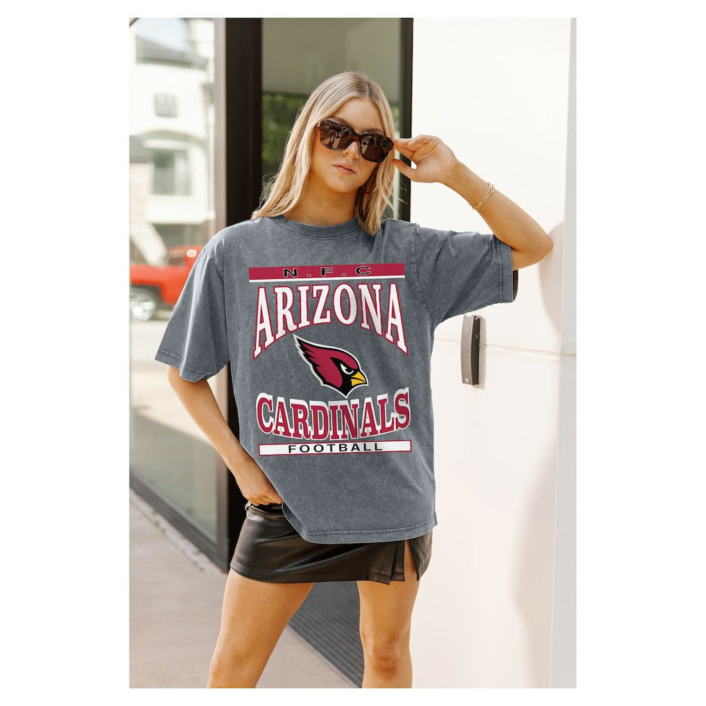 Arizona Cardinals Gameday Couture Women's Oversized Classic Grind Washed T-Shirt Gray - NFL