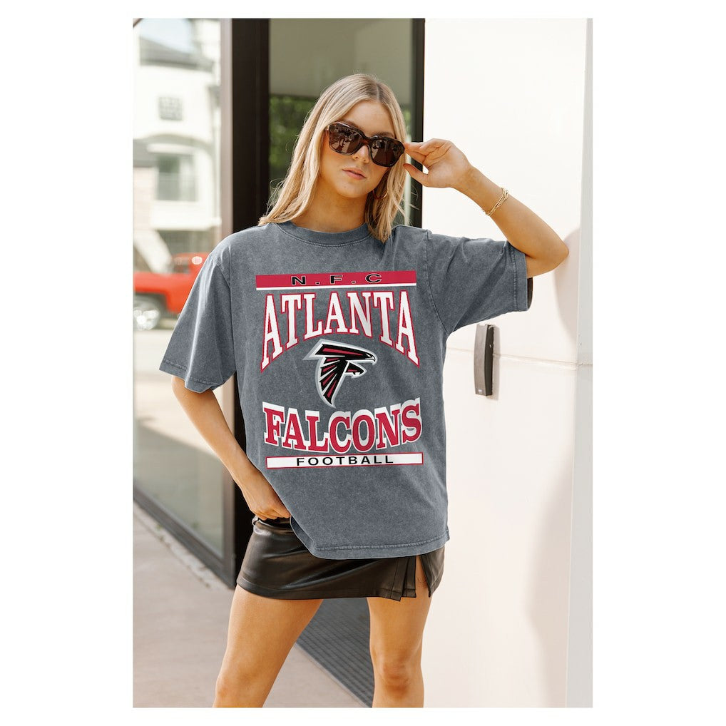Atlanta Falcons Gameday Couture Women's Oversized Classic Grind Washed T-Shirt Gray - NFL