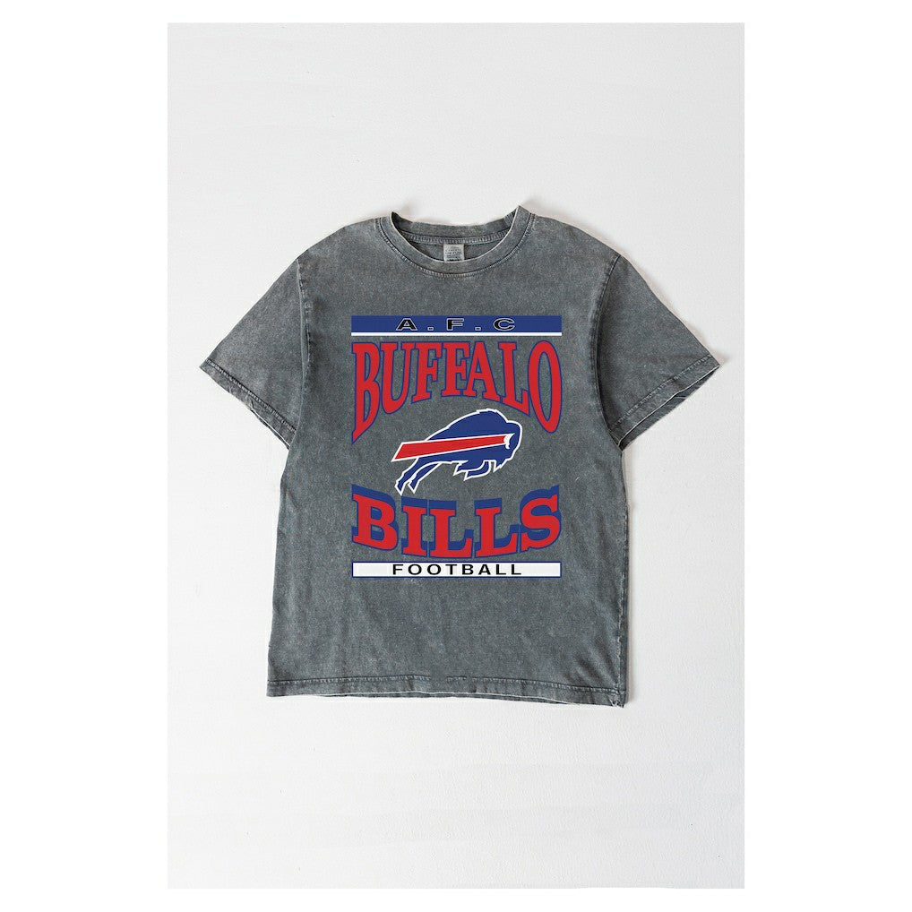 Buffalo Bills Gameday Couture Women's Oversized Classic Grind Washed T-Shirt Gray - NFL