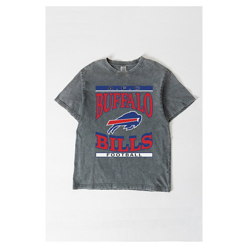 Buffalo Bills Gameday Couture Women's Oversized Classic Grind Washed T-Shirt Gray - NFL