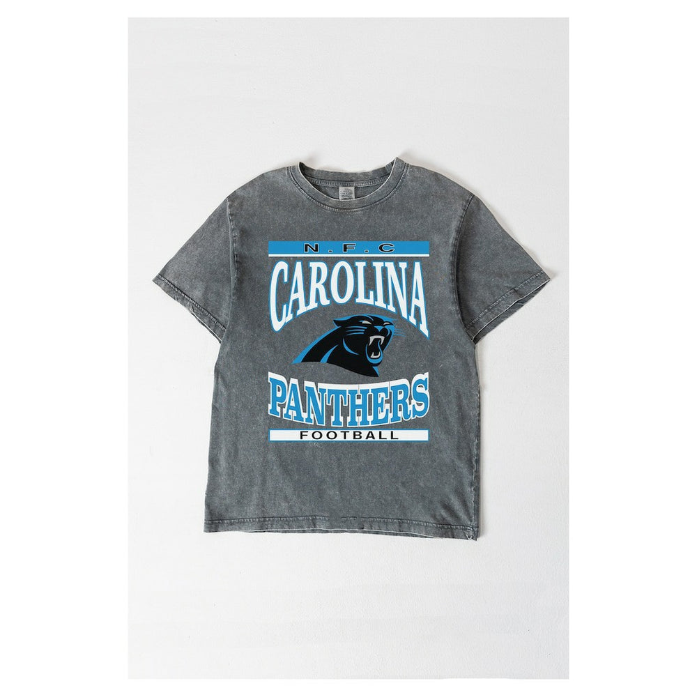 Carolina Panthers Gameday Couture Women's Oversized Classic Grind Washed T-Shirt Gray - NFL