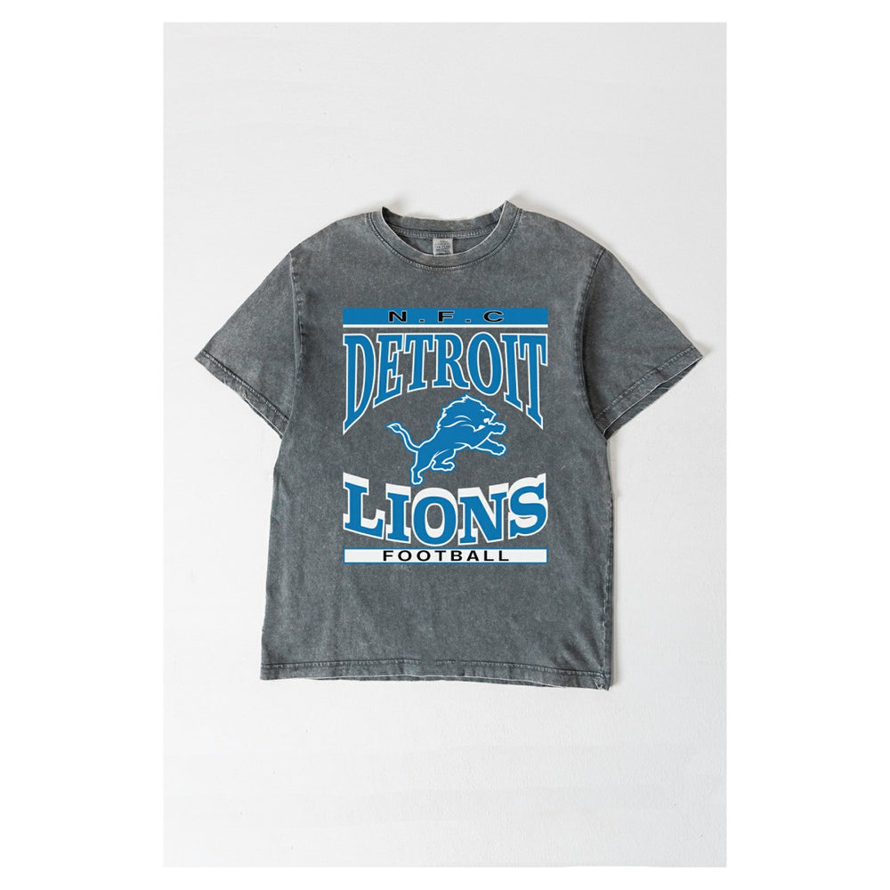 Detroit Lions Gameday Couture Women's Oversized Classic Grind Washed T-Shirt Gray - NFL
