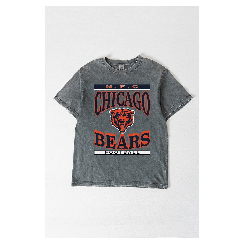 Chicago Bears Gameday Couture Women's Oversized Classic Grind Washed T-Shirt Gray - NFL