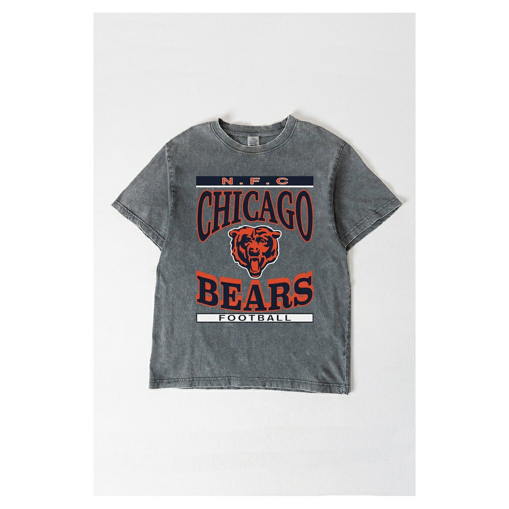 Chicago Bears Gameday Couture Women's Oversized Classic Grind Washed T-Shirt Gray - NFL