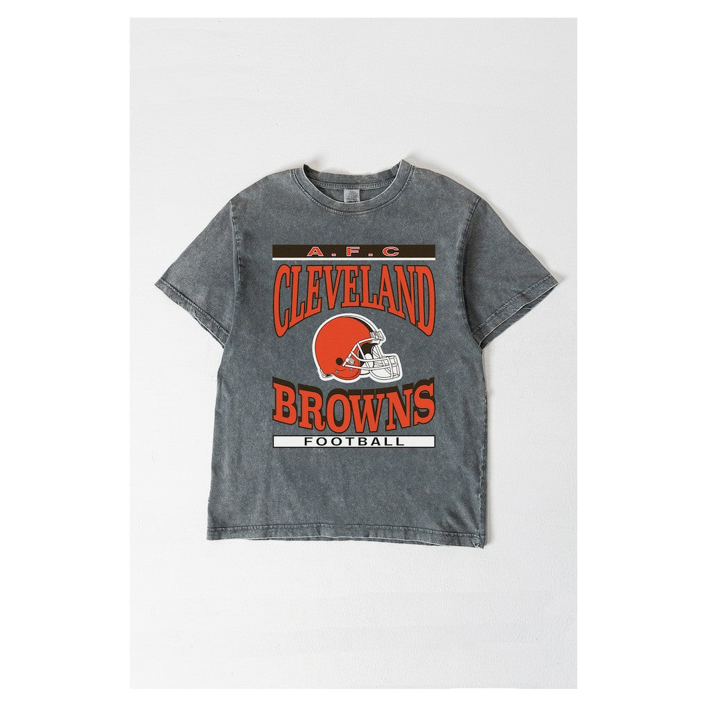 Cleveland Browns Gameday Couture Women's Oversized Classic Grind Washed T-Shirt Gray - NFL