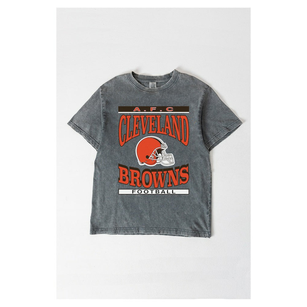Cleveland Browns Gameday Couture Women's Oversized Classic Grind Washed T-Shirt Gray - NFL