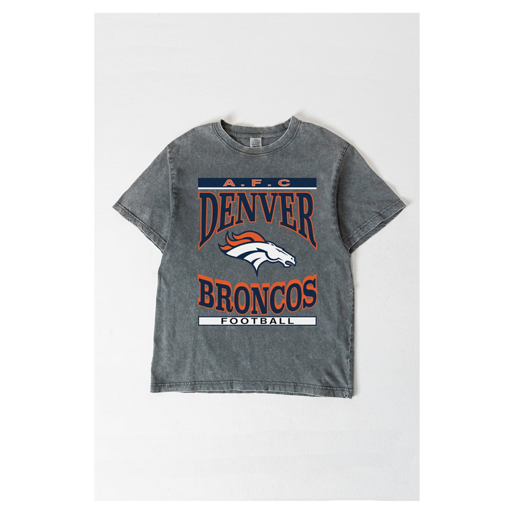 Denver Broncos Gameday Couture Women's Oversized Classic Grind Washed T-Shirt Gray - NFL