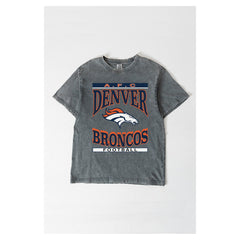 Denver Broncos Gameday Couture Women's Oversized Classic Grind Washed T-Shirt Gray - NFL