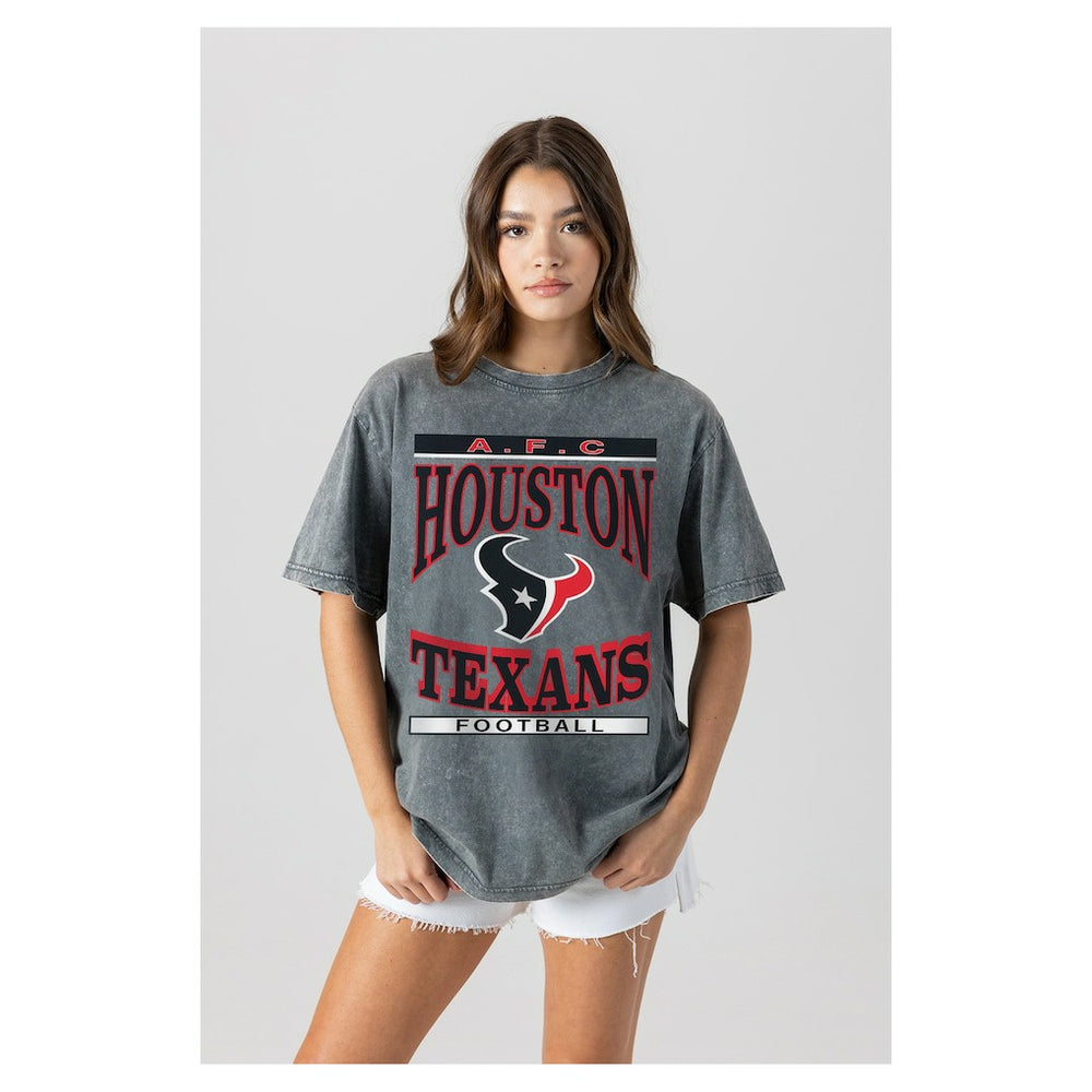 Houston Texans Gameday Couture Women's Oversized Classic Grind Washed T-Shirt Gray - NFL