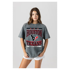 Houston Texans Gameday Couture Women's Oversized Classic Grind Washed T-Shirt Gray - NFL