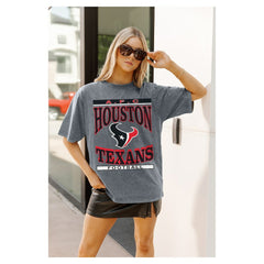 Houston Texans Gameday Couture Women's Oversized Classic Grind Washed T-Shirt Gray - NFL
