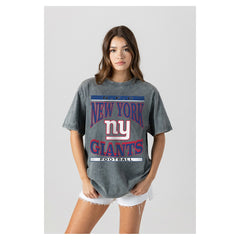 New York Giants Gameday Couture Women's Oversized Classic Grind Washed T-Shirt Gray - NFL