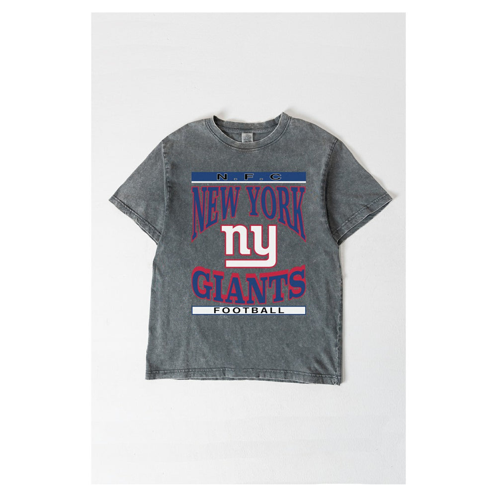 New York Giants Gameday Couture Women's Oversized Classic Grind Washed T-Shirt Gray - NFL