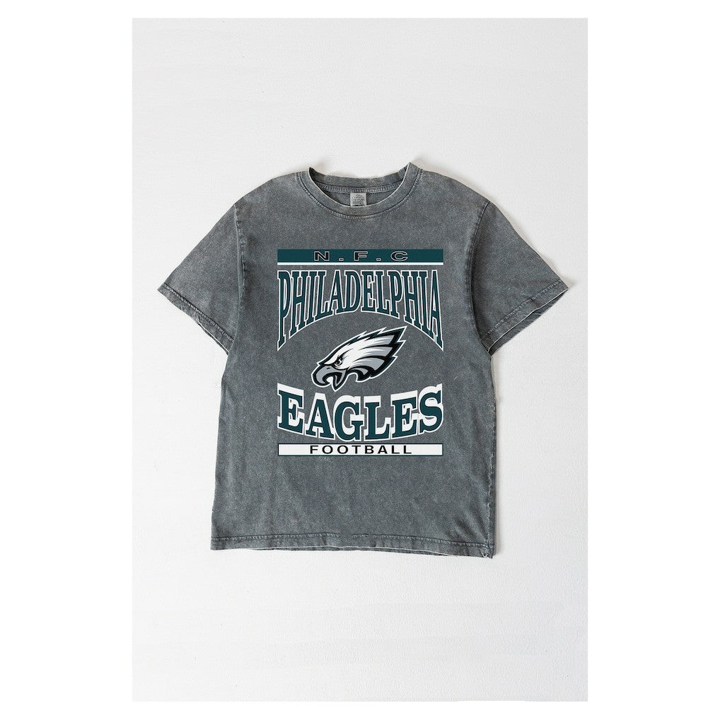Philadelphia Eagles Gameday Couture Women's Oversized Classic Grind Washed T-Shirt Gray - NFL