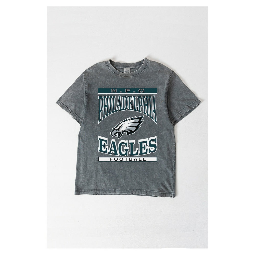 Philadelphia Eagles Gameday Couture Women's Oversized Classic Grind Washed T-Shirt Gray - NFL