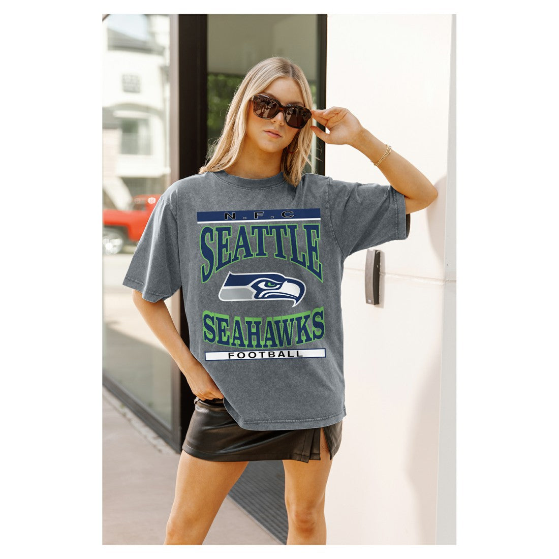 Seattle Seahawks Gameday Couture Women's Oversized Classic Grind Washed T-Shirt Gray - NFL