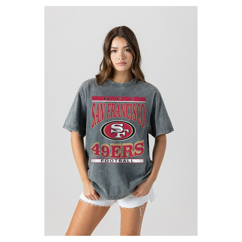 San Francisco 49ers Gameday Couture Women's Oversized Classic Grind Washed T-Shirt Gray - NFL