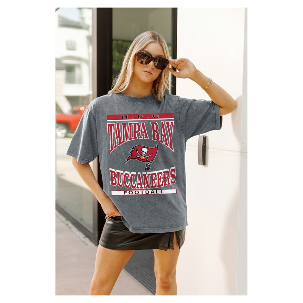 Tampa Bay Buccaneers Gameday Couture Women's Oversized Classic Grind Washed T-Shirt Gray - NFL