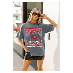 Tampa Bay Buccaneers Gameday Couture Women's Oversized Classic Grind Washed T-Shirt Gray - NFL