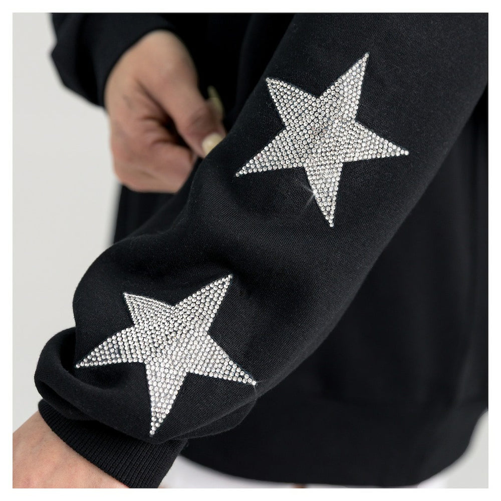 Washington Commanders Gameday Couture Women's Pure Victory Rhinestud Star-Sleeve Pullover Sweatshirt Black - NFL